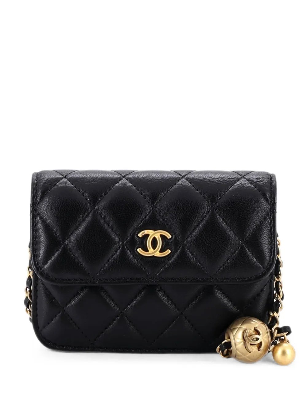 Pearl Crush Flap Clutch with Chain Quilted Lambskin Mini crossbody bag