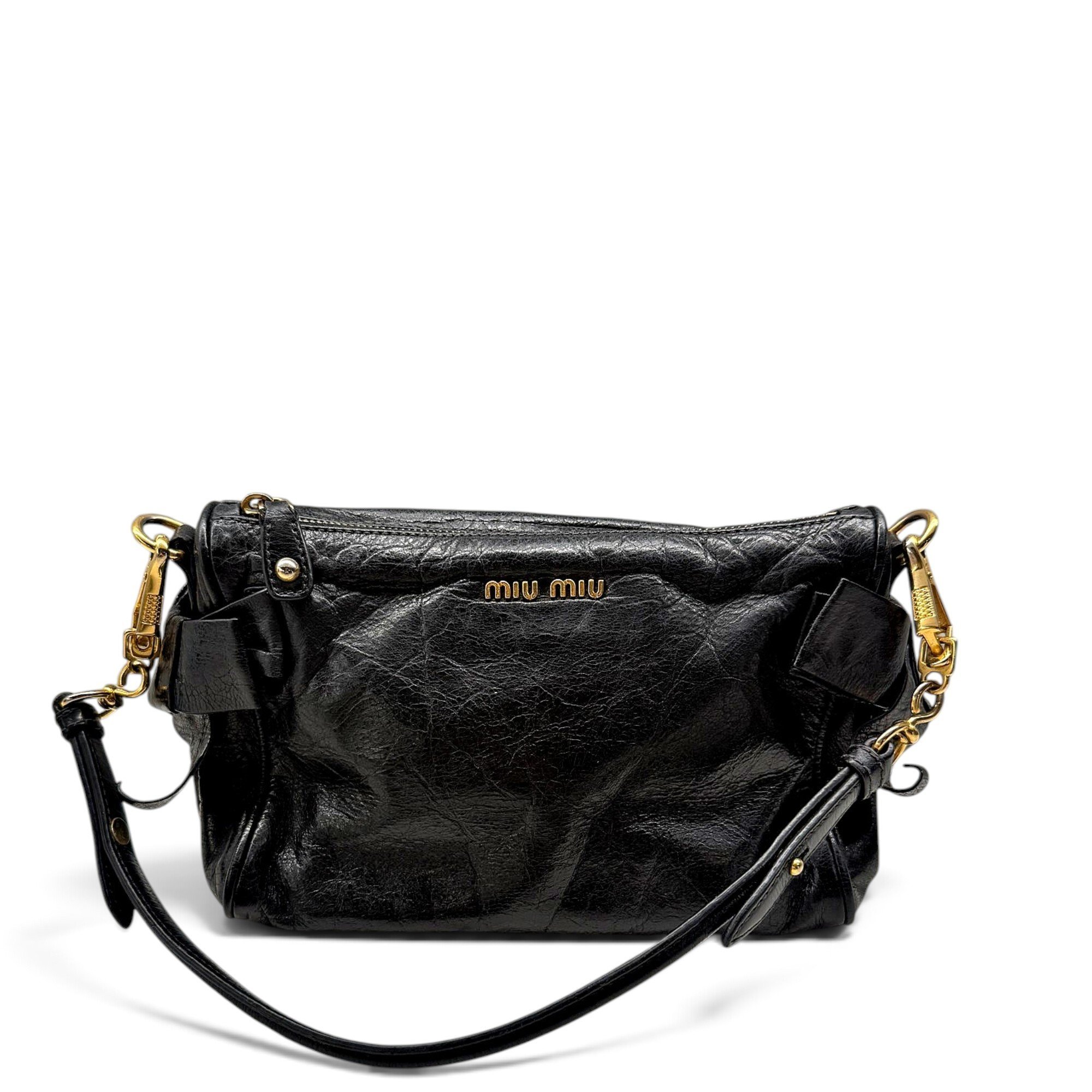 Bow bag leather handbag