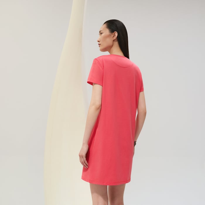 Rose Vermillon Embroidered Pocket Dress