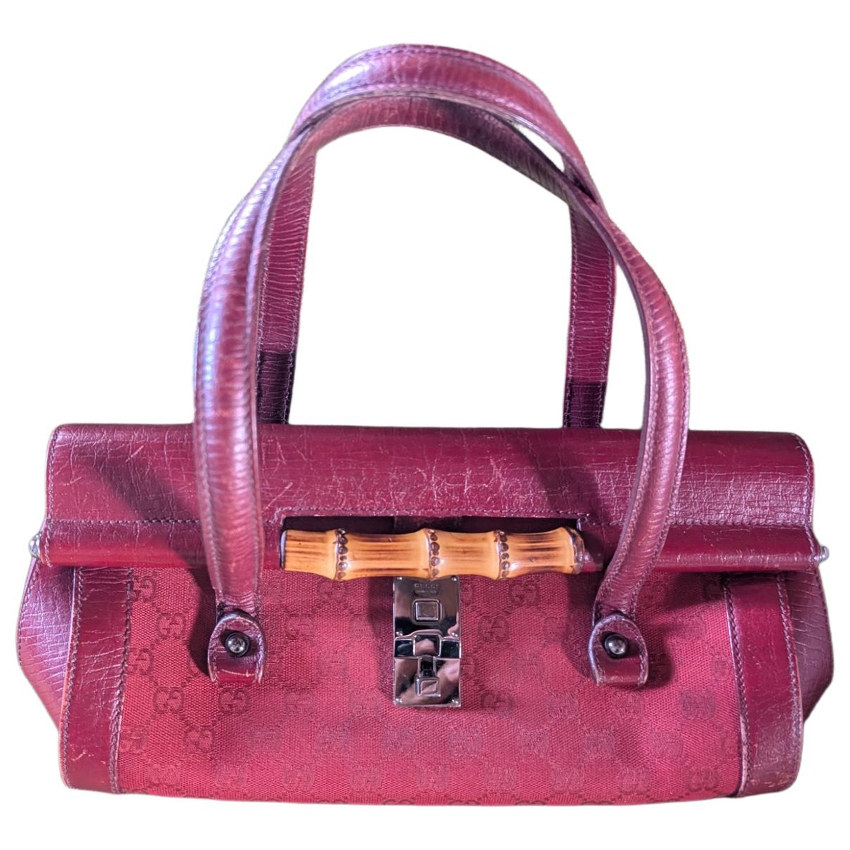 Bamboo Top Handle leather handbag
