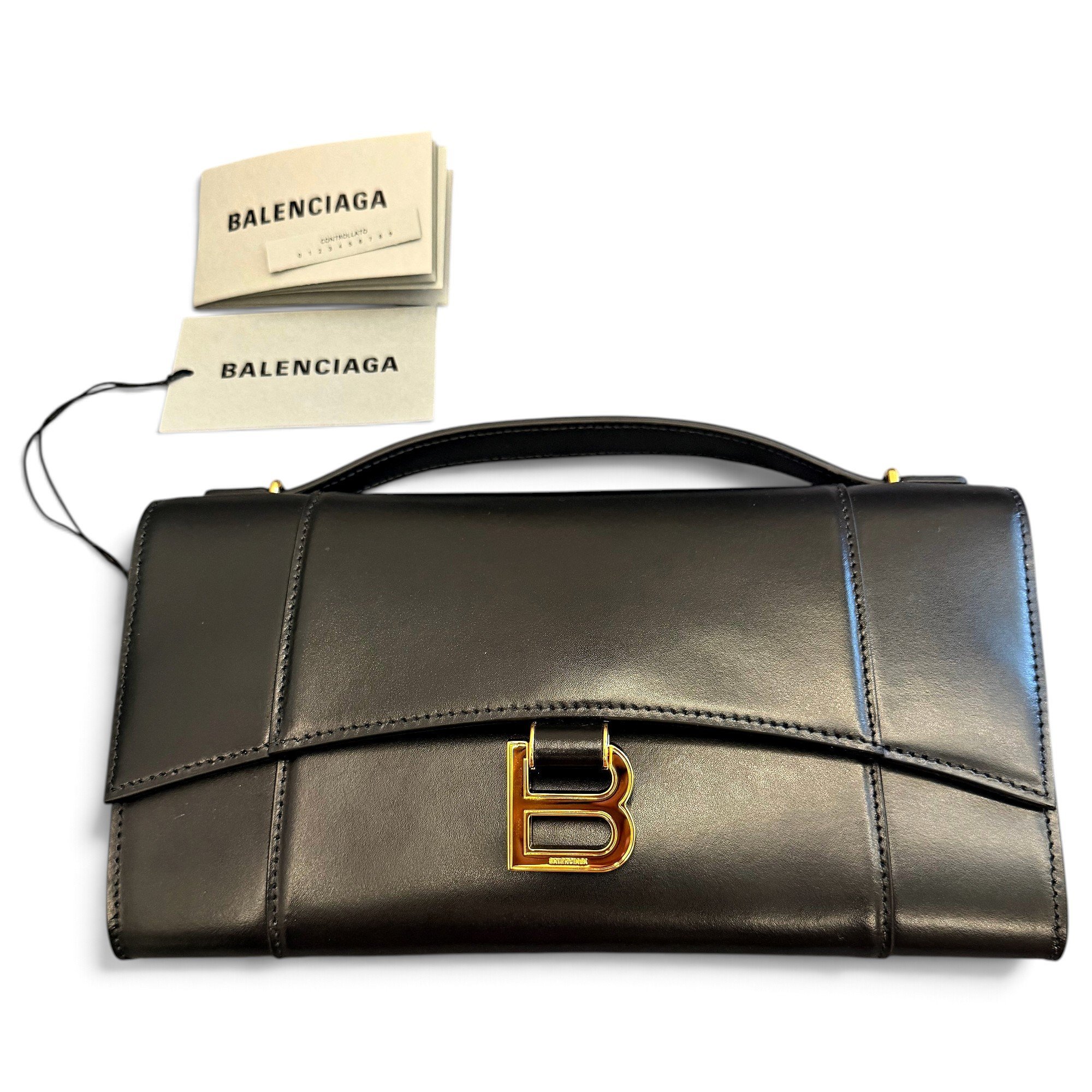 Hourglass leather handbag