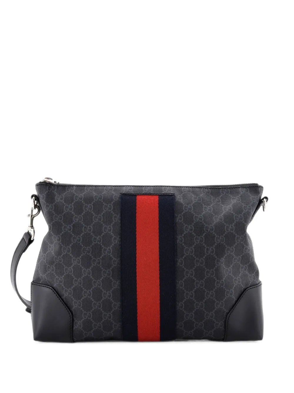 Web Zip Flat Messenger GG Coated Canvas Medium crossbody bag