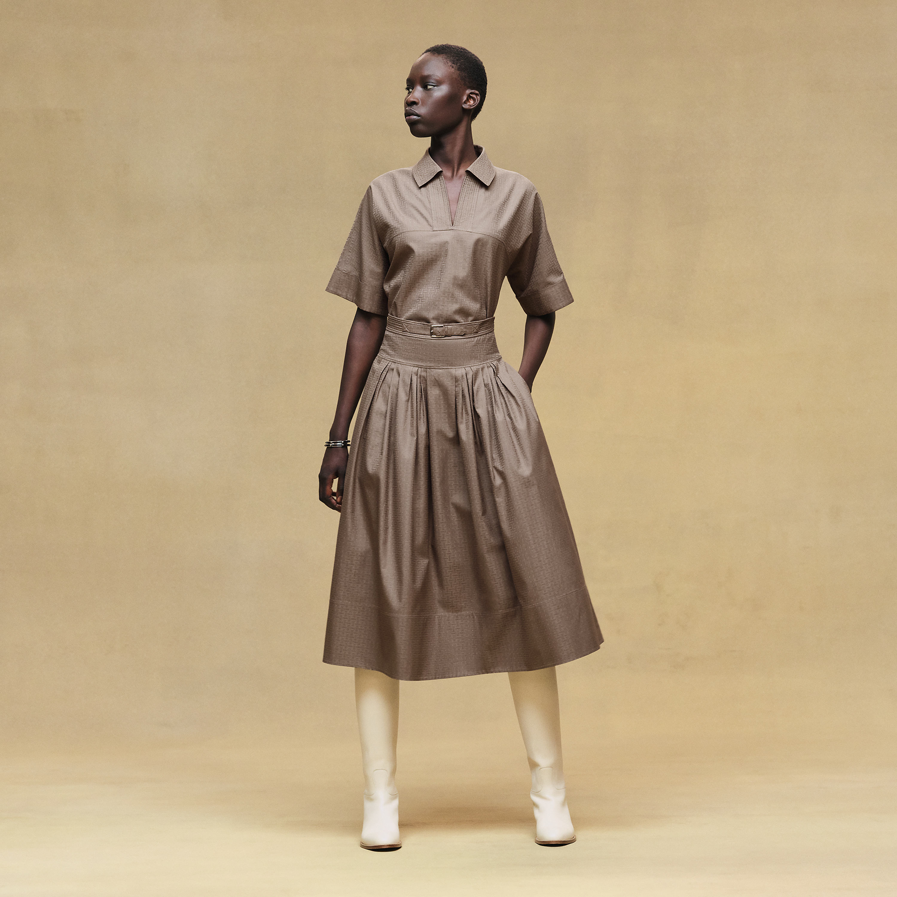 "Mosaique" pleated skirt with basque