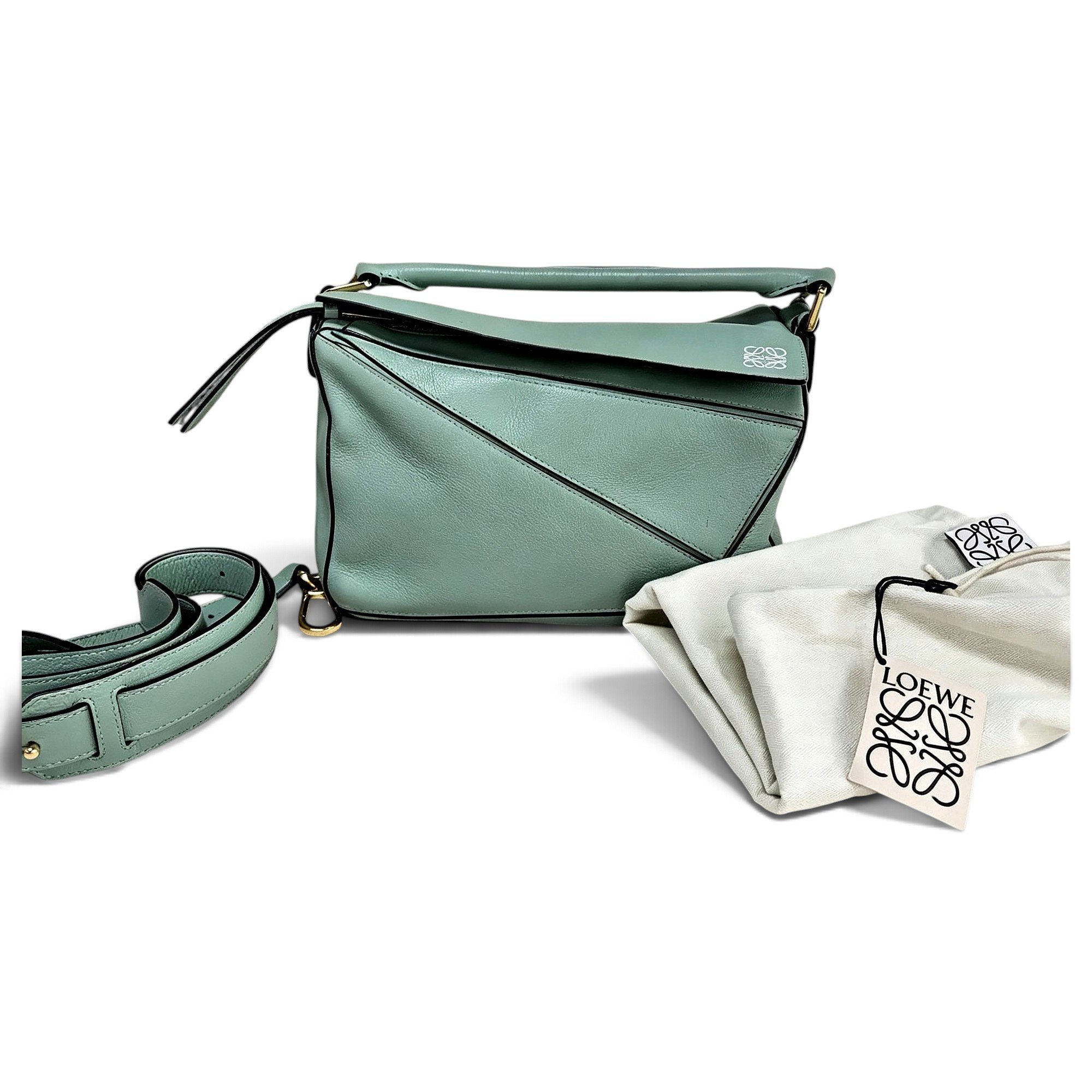 Puzzle leather handbag