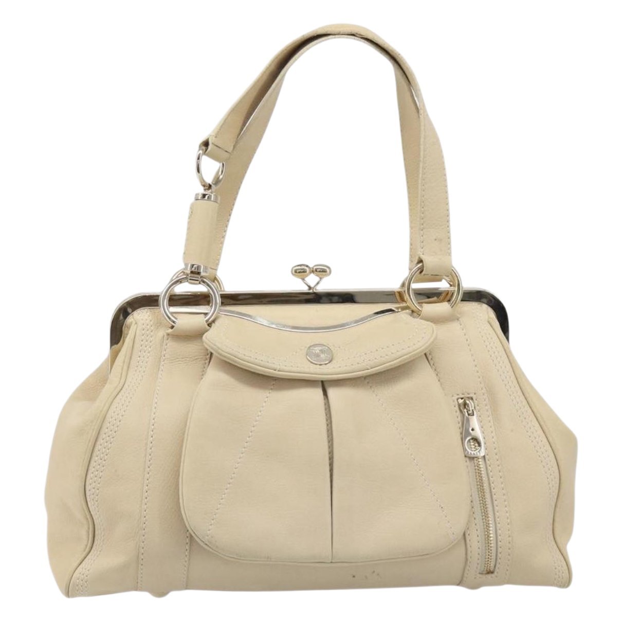 Frame leather handbag