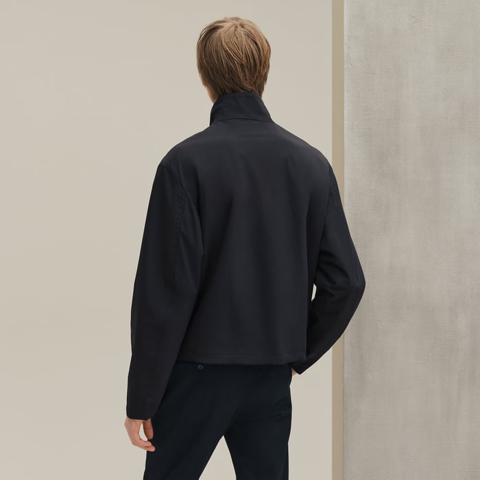 Marine "Rayures De Laine Et Papier" Reversible Straight Cut Jacket
