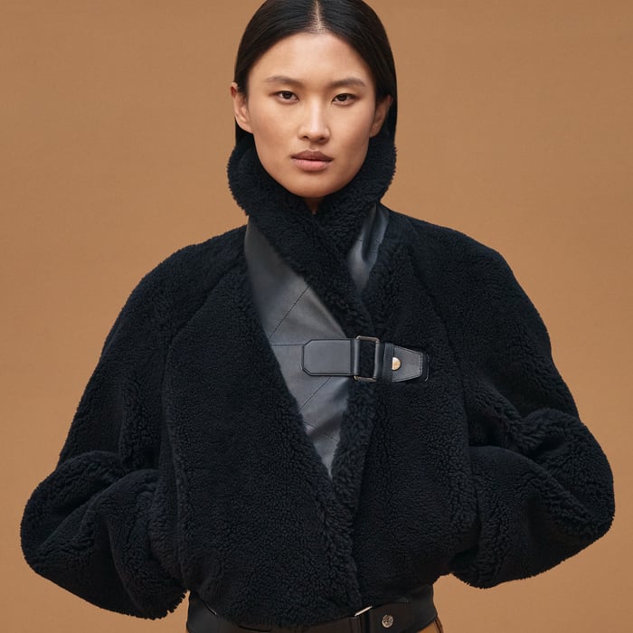 Bleu Noir Short Leather Coat