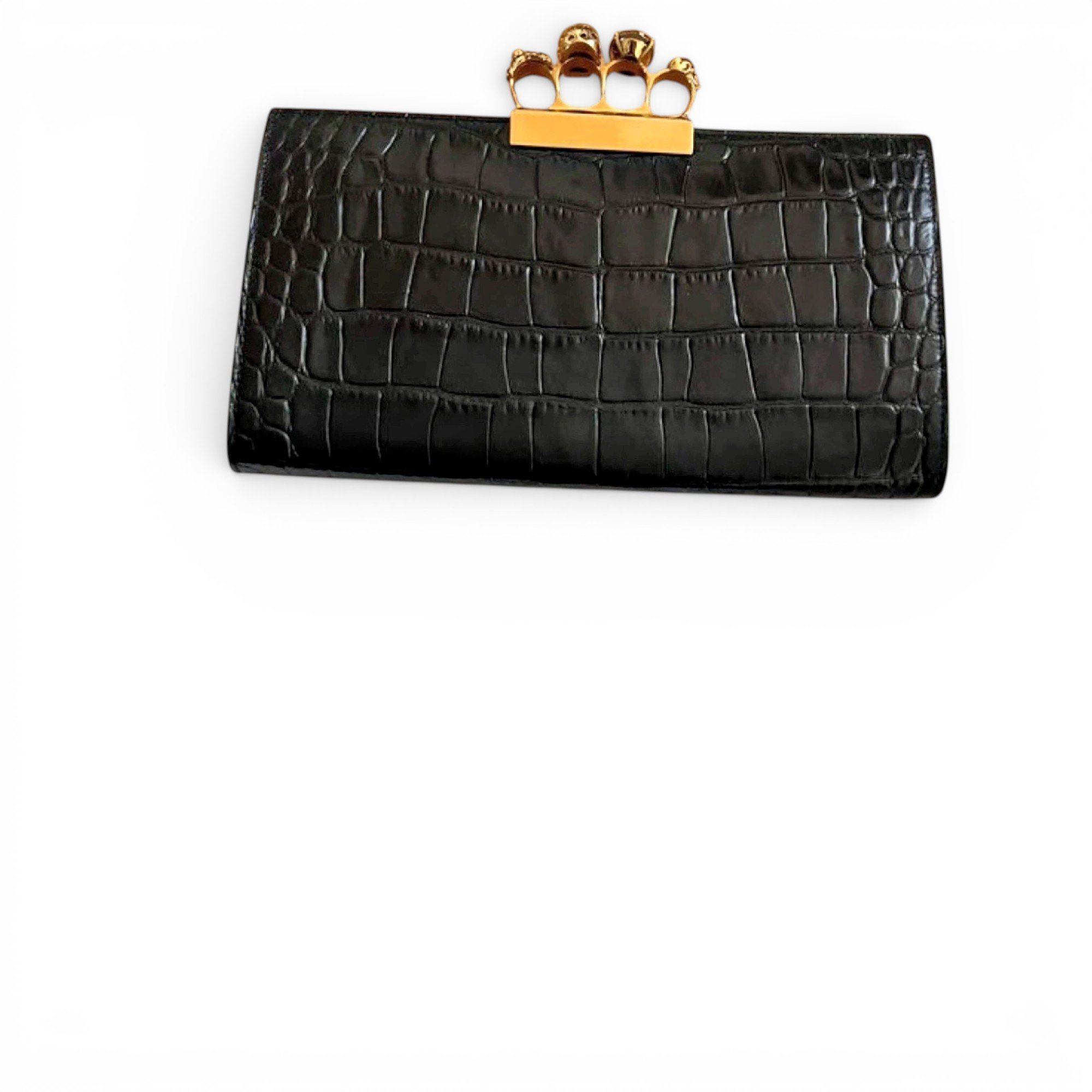Knuckle leather clutch bag