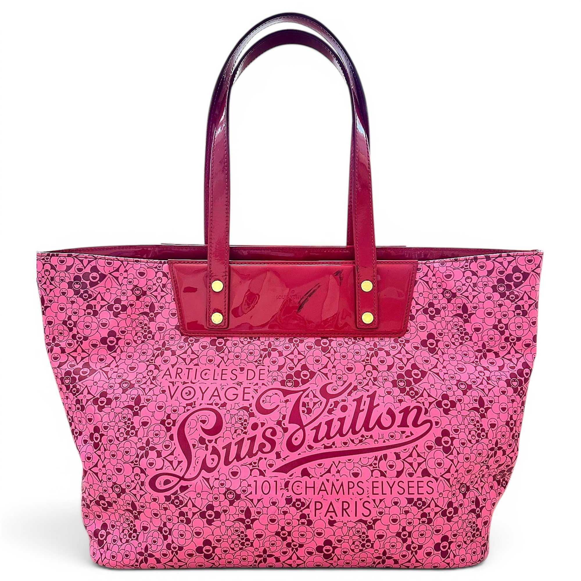 Cosmic blossom patent leather handbag