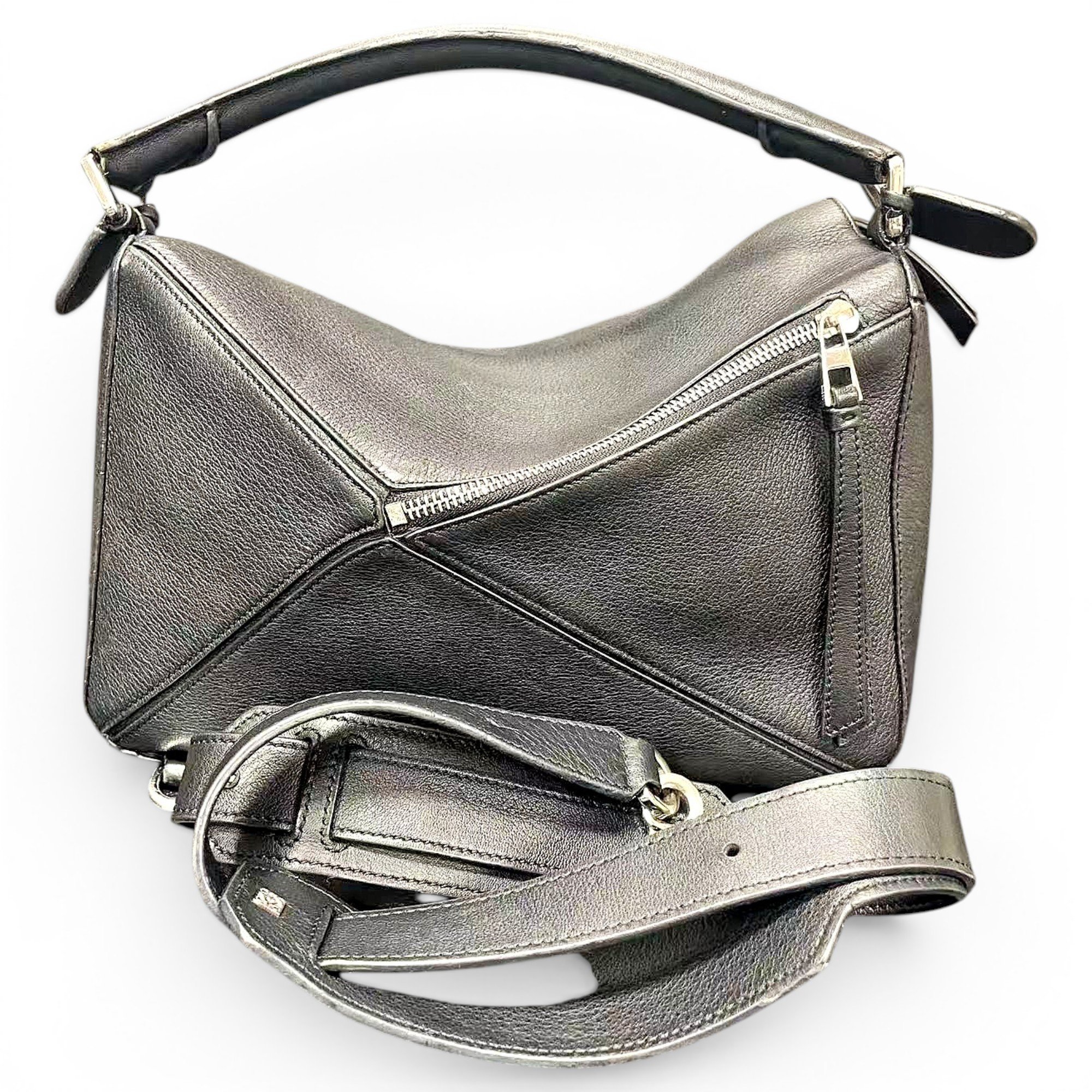 Puzzle leather handbag