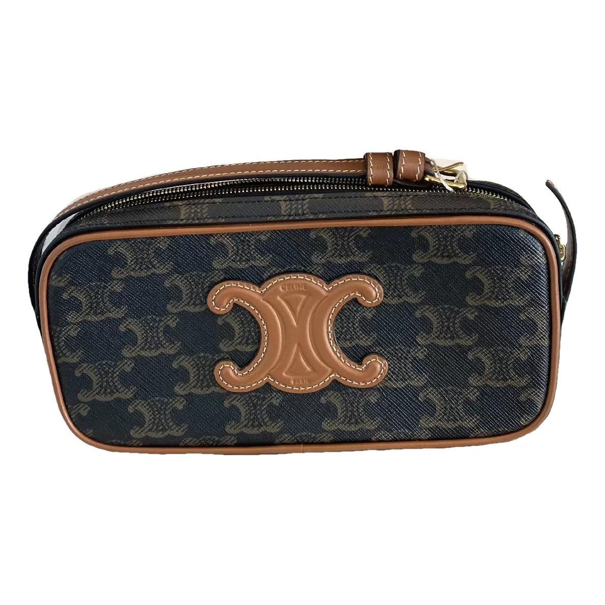 Triomphe chain leather handbag