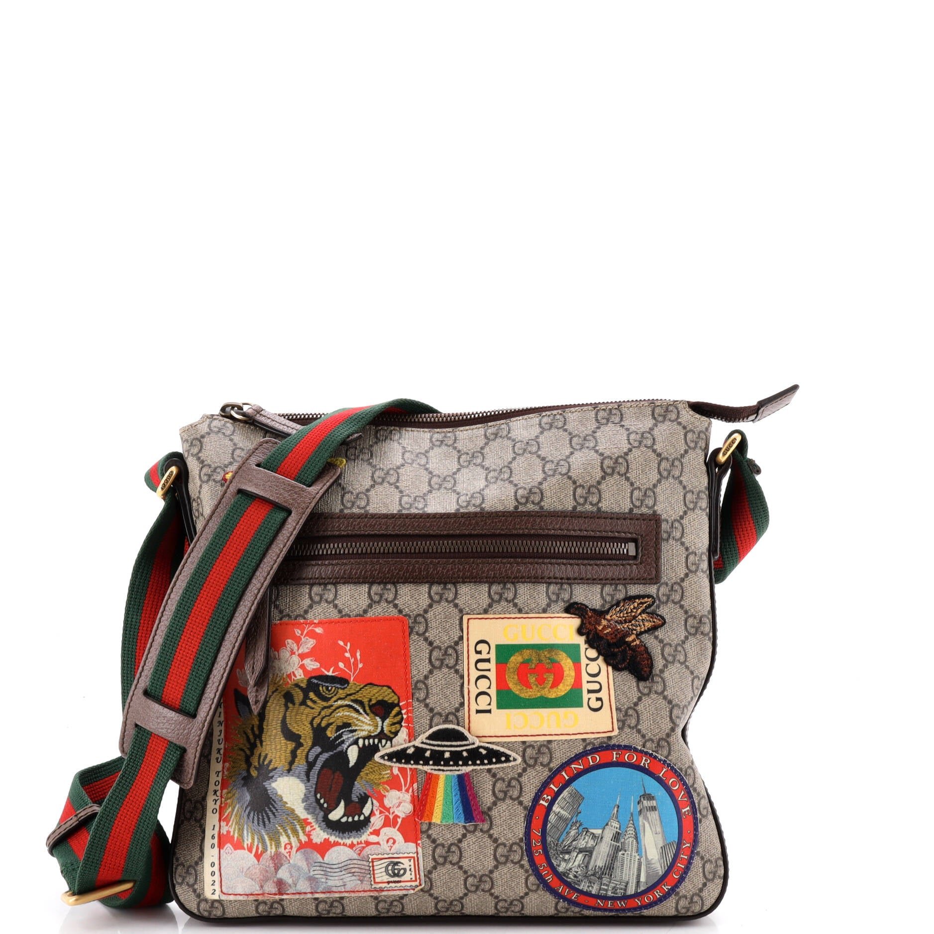 Courrier Zip Messenger GG Coated Canvas with Applique Medium