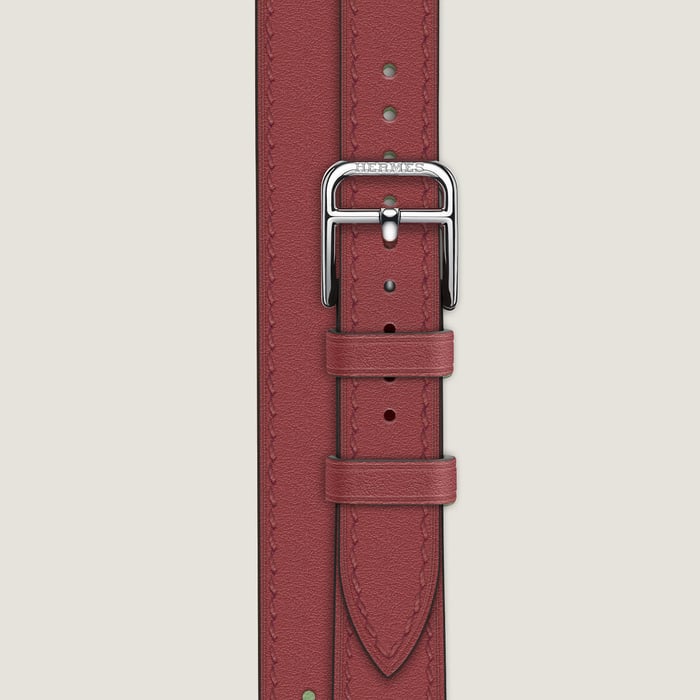 Rouge Grenat Band Apple Watch Hermès Double Tour 42 MM Attelage