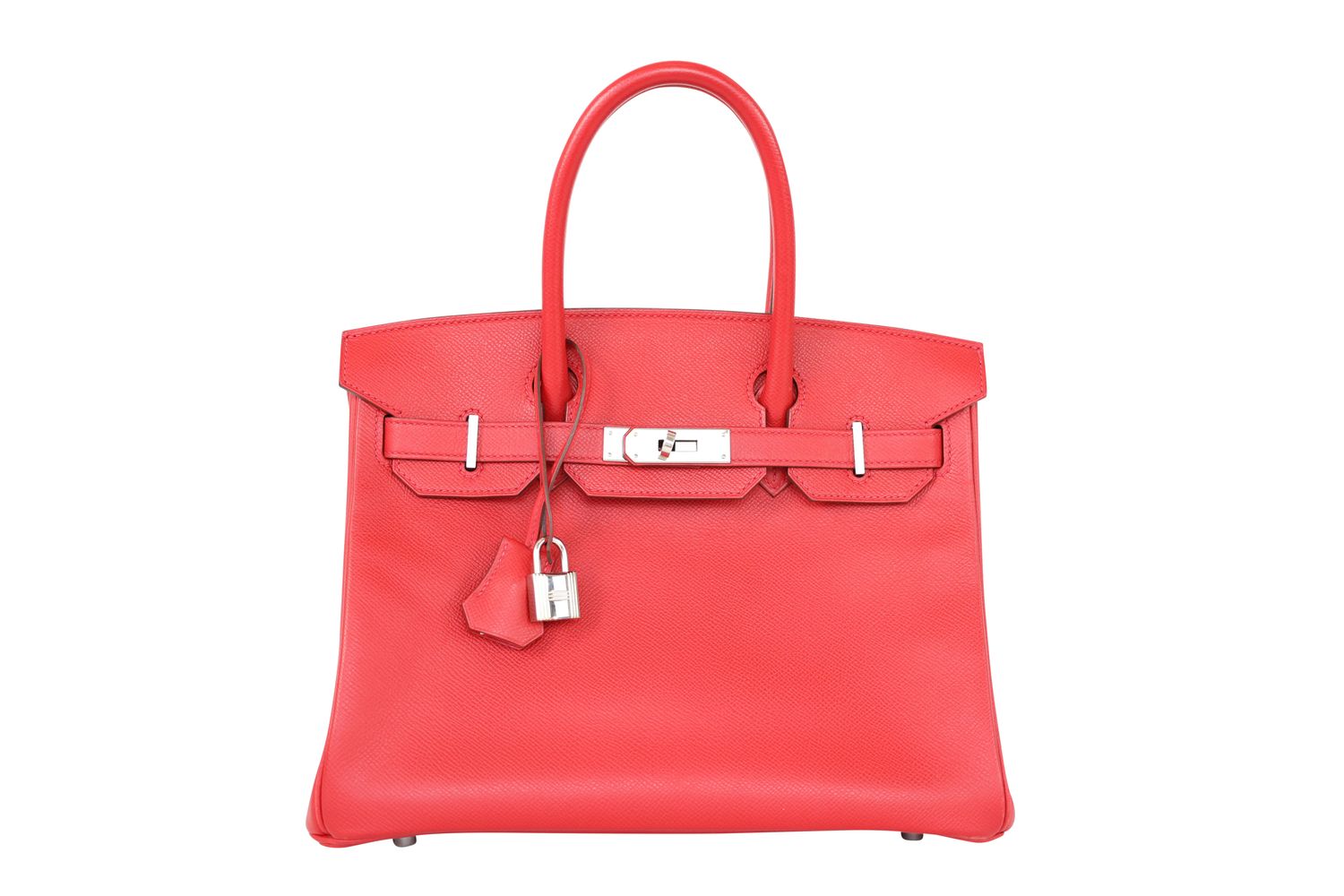 Hermes Hermes Birkin 30 Handbag, Red Rouge Casaque Epsom Leather and Palladium Hardware, A 2017 Stamp, Preowned in Dustbag WA001