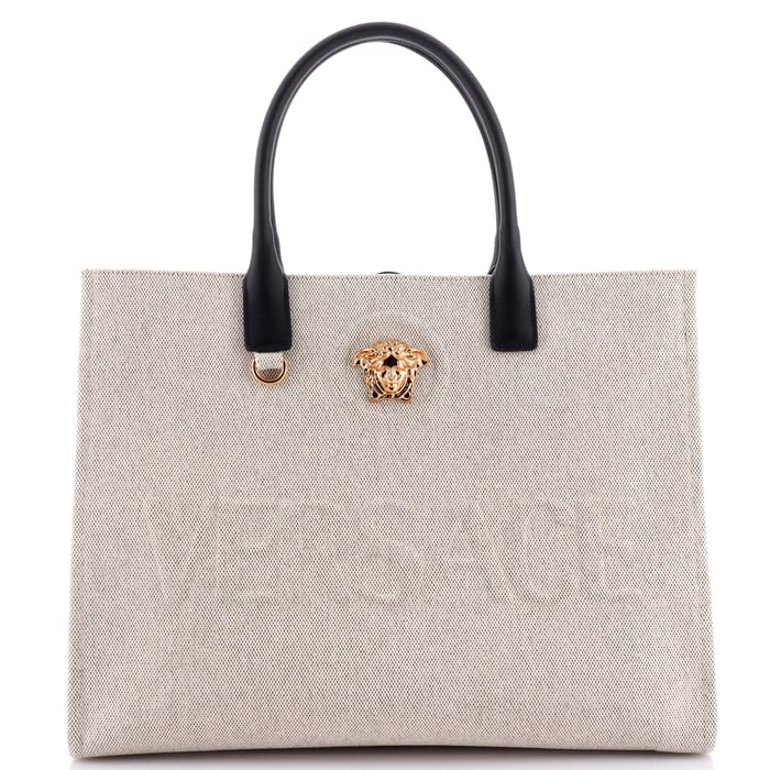 Versace La Medusa Tote Embossed Canvas Large