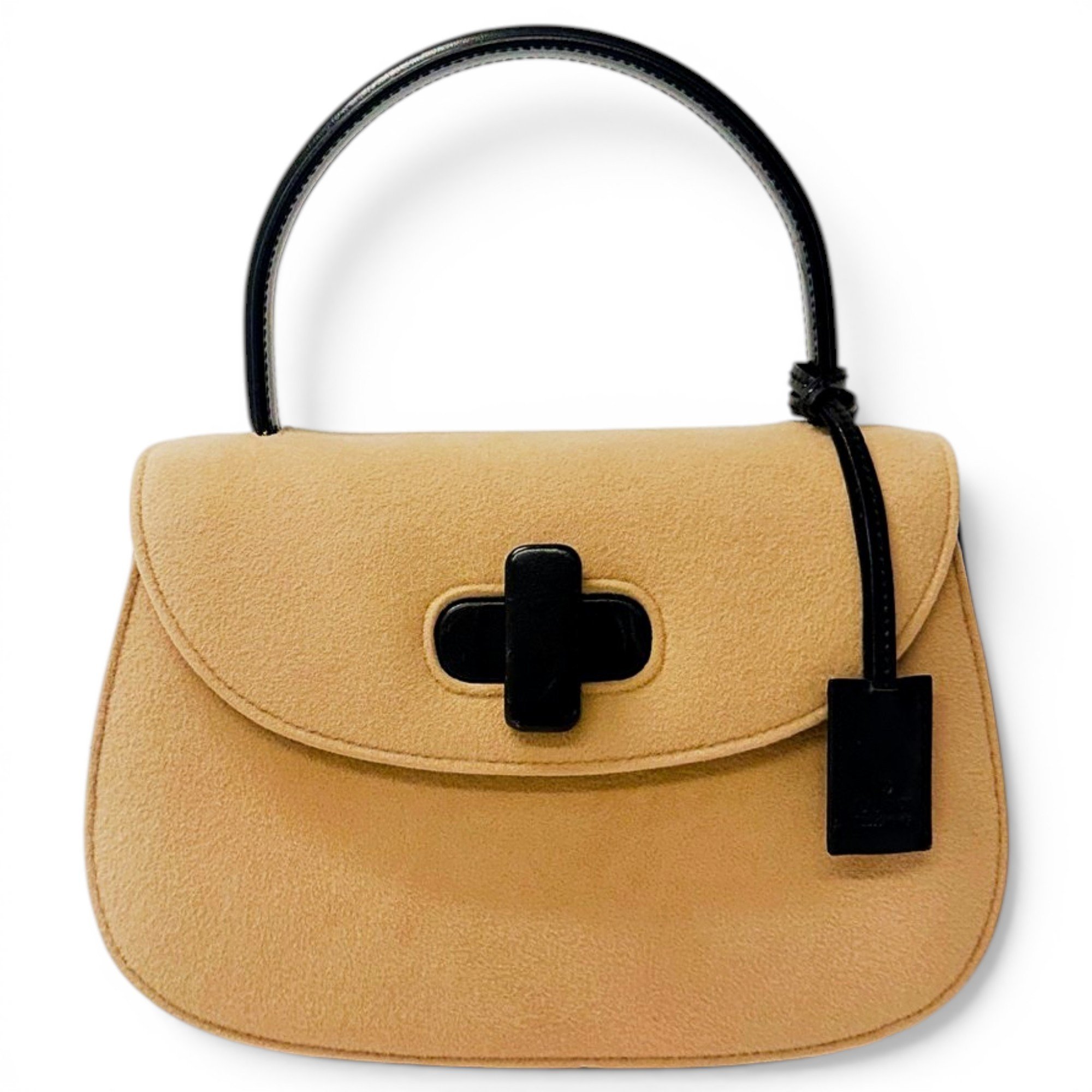 Convertible Bamboo Top Handle wool handbag