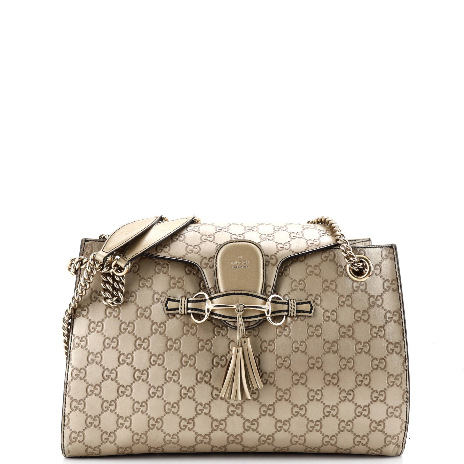 Emily Chain Flap Shoulder Bag Guccissima Leather Large