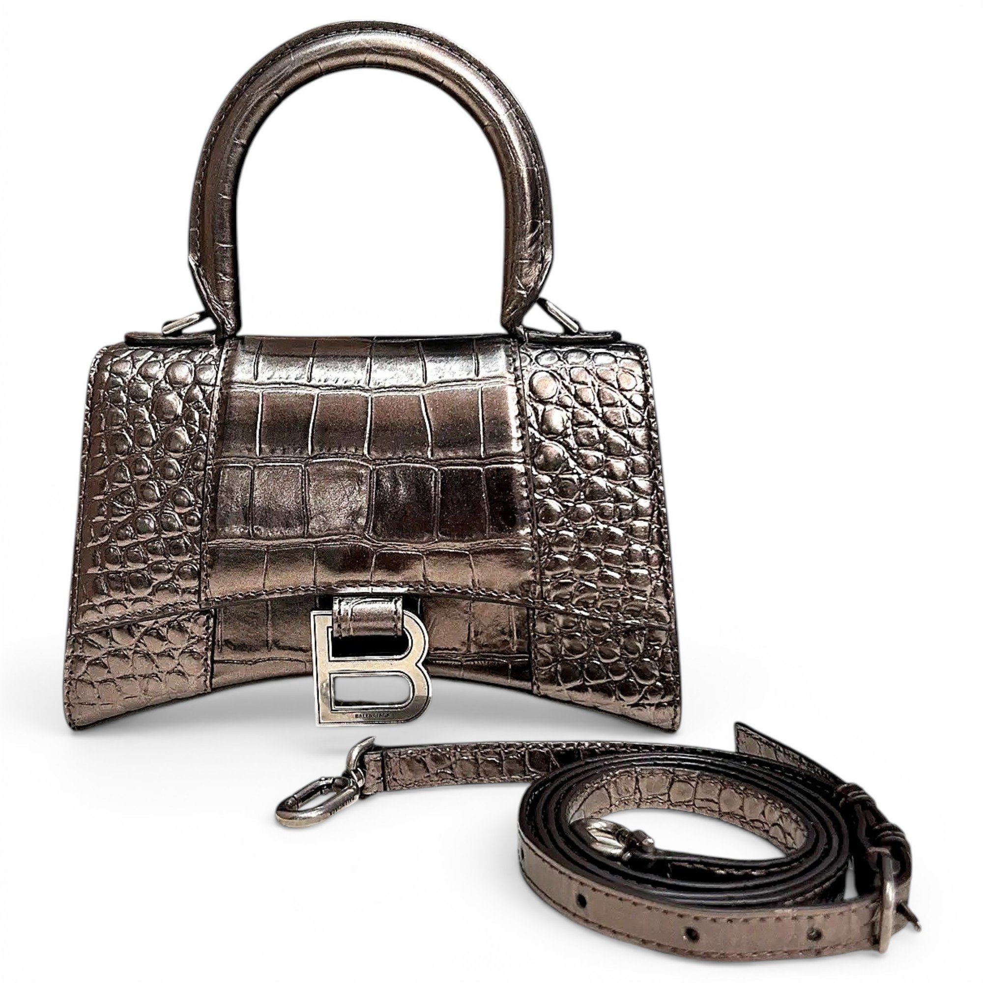 Hourglass leather crossbody bag