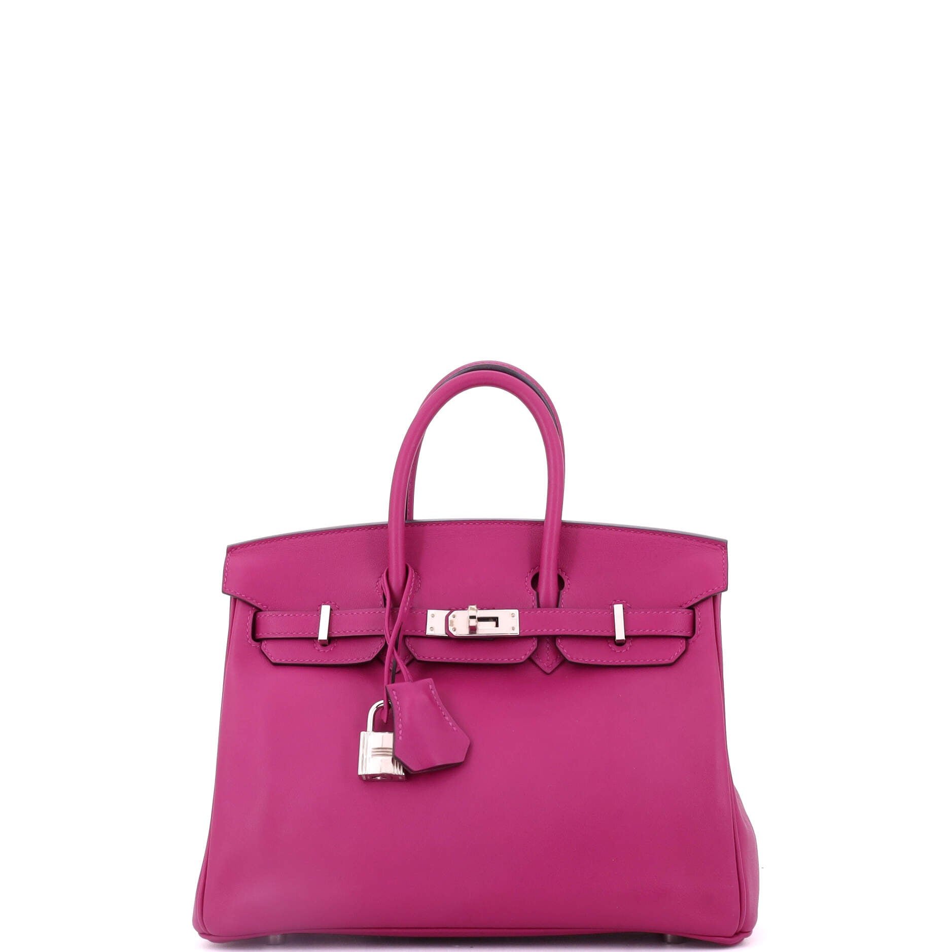 Hermes Birkin Handbag Rose Pourpre Swift with Palladium Hardware 25