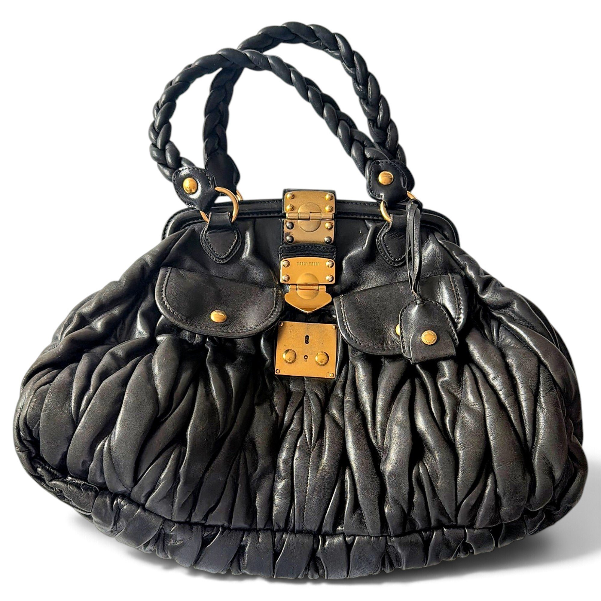 Coffer leather handbag
