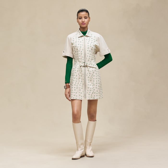 Beige Glaise "Porte-bonheur Bandana" Mixed Materials Dress