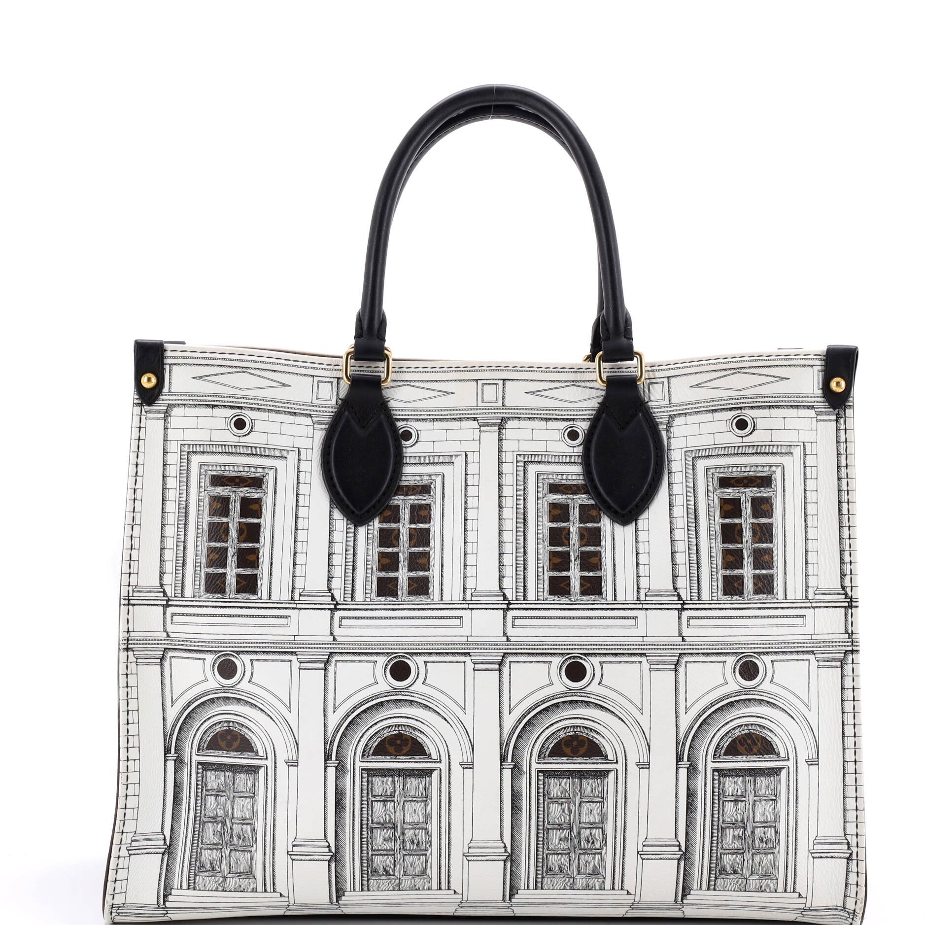 OnTheGo Tote Limited Edition Fornasetti Architettura Print Leather and Monogram Canvas MM