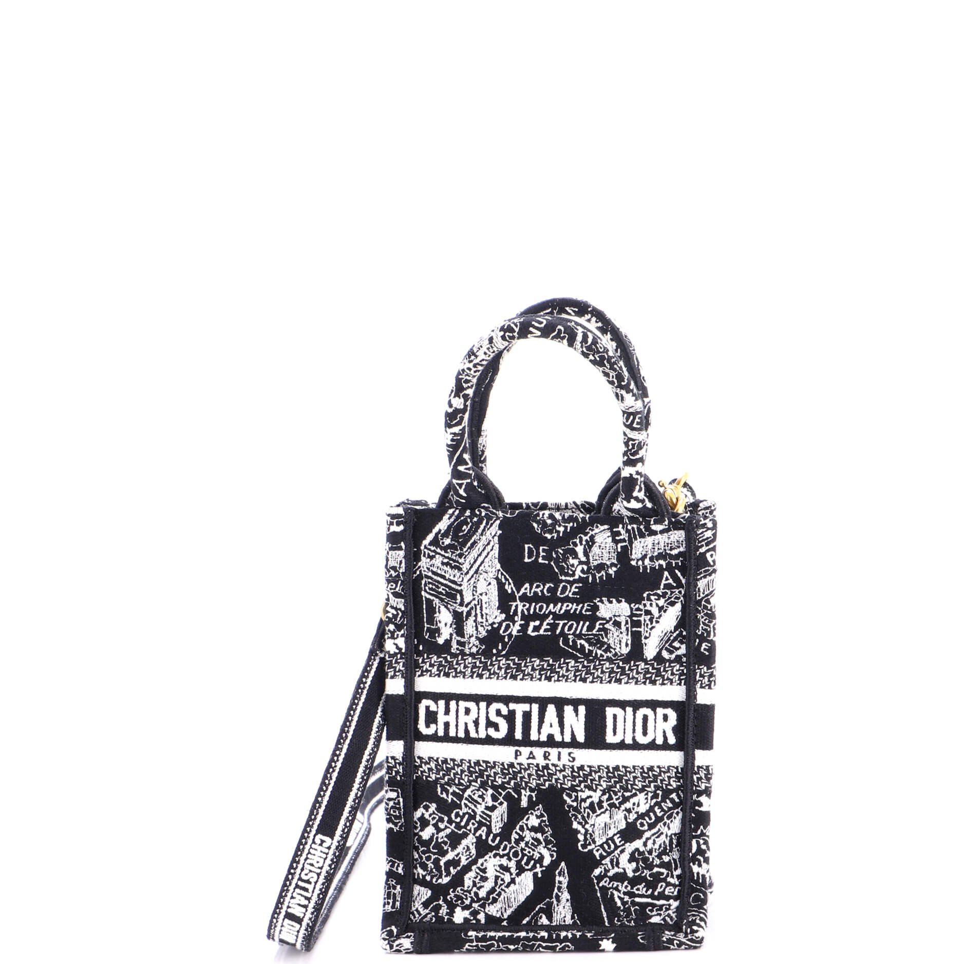 Book Tote Phone Bag Embroidered Canvas Mini