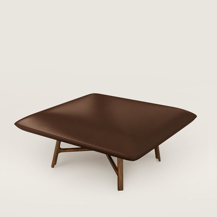 Chocolat Les Necessaires d'Hermès "Carre d'Assise" Low Stool, Medium Model