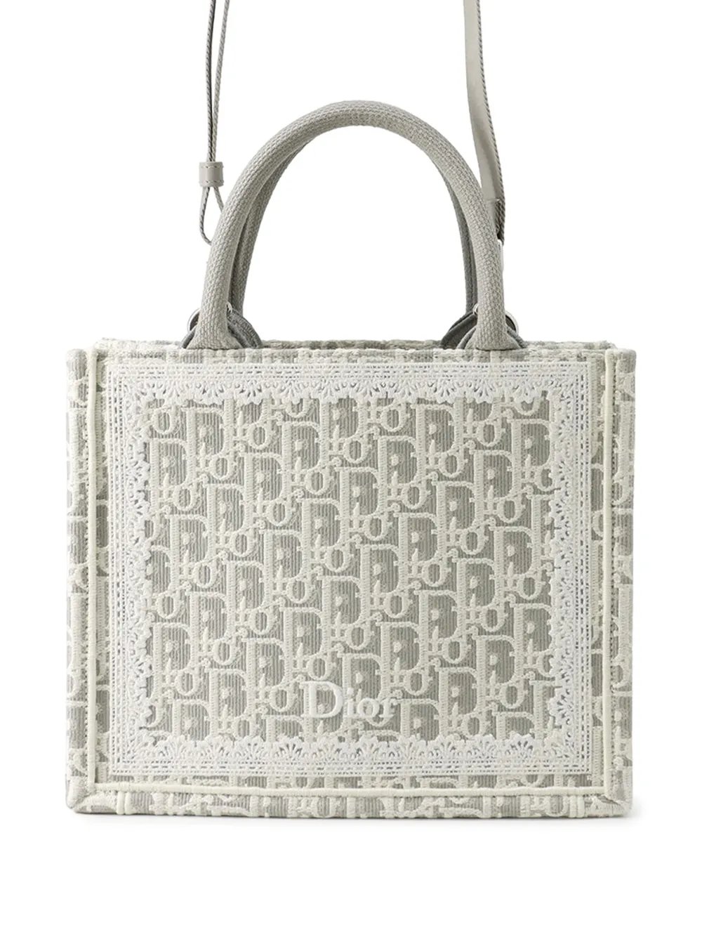 Dior 2010-2026 Mini Oblique Embroidered Canvas Lace Book Tote satchel