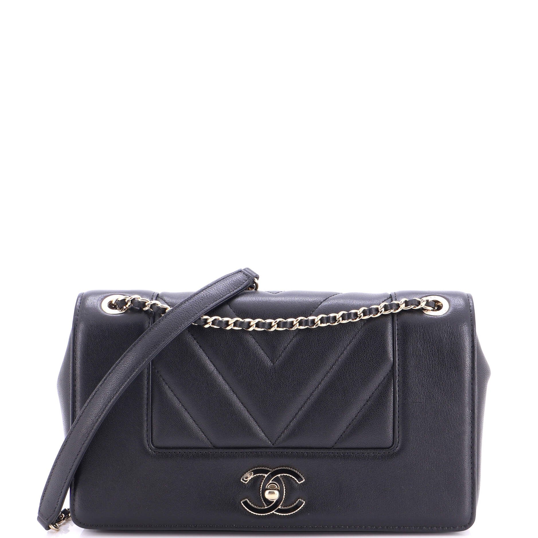 Mademoiselle Vintage Flap Bag Chevron Sheepskin Medium