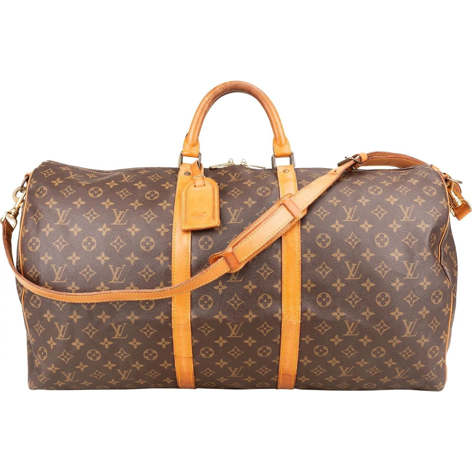 Louis Vuitton Keepall leather travel bag