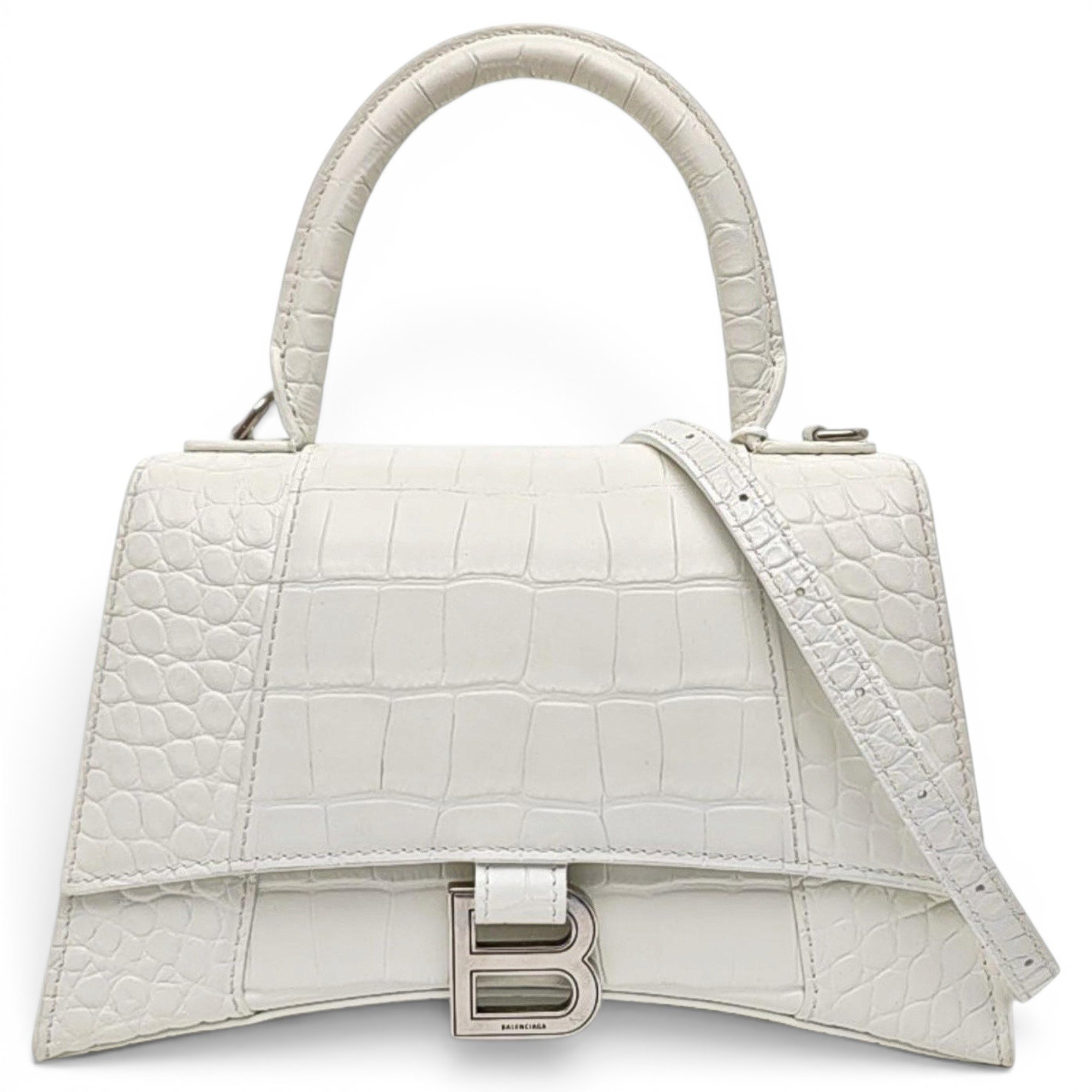 Hourglass leather handbag