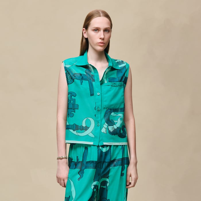 Vert Tourmaline "Ferronnerie Remix" Sleeveless Beach Shirt