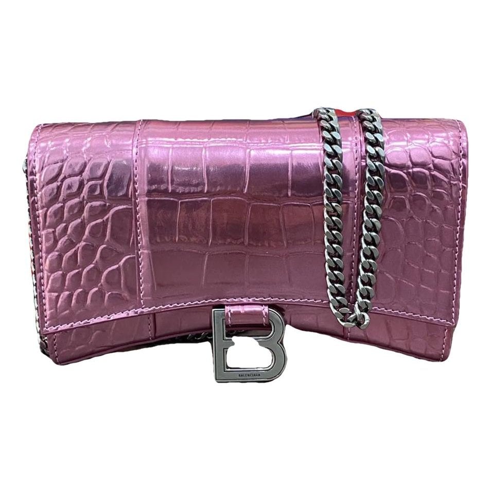 Hourglass leather handbag