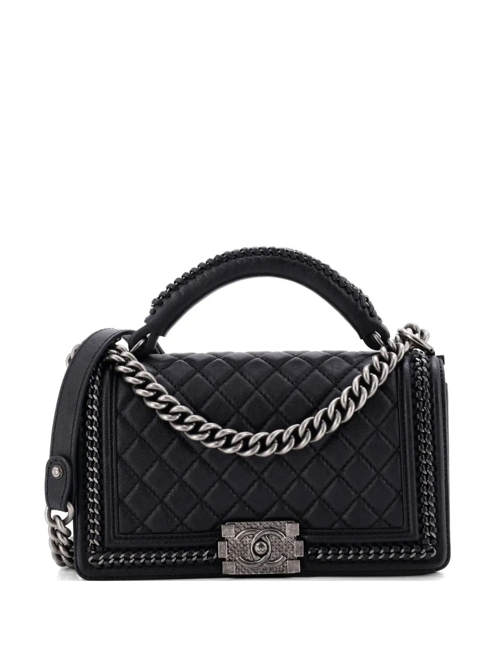 Chain Handle Boy Flap Bag Quilted Grained Calfskin Old Medium shoulder bag