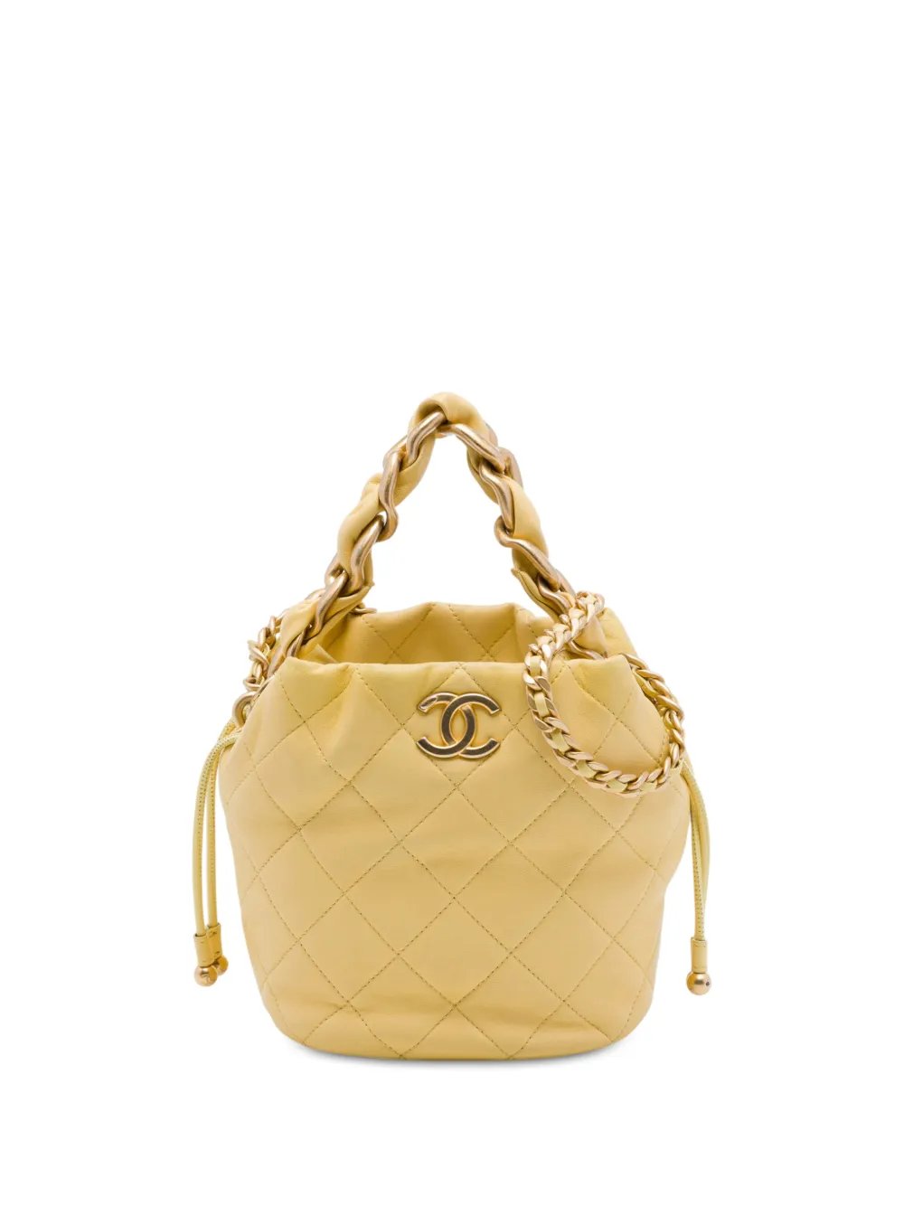 2021 CC Quilted Lambskin Drawstring Bucket Bag satchel