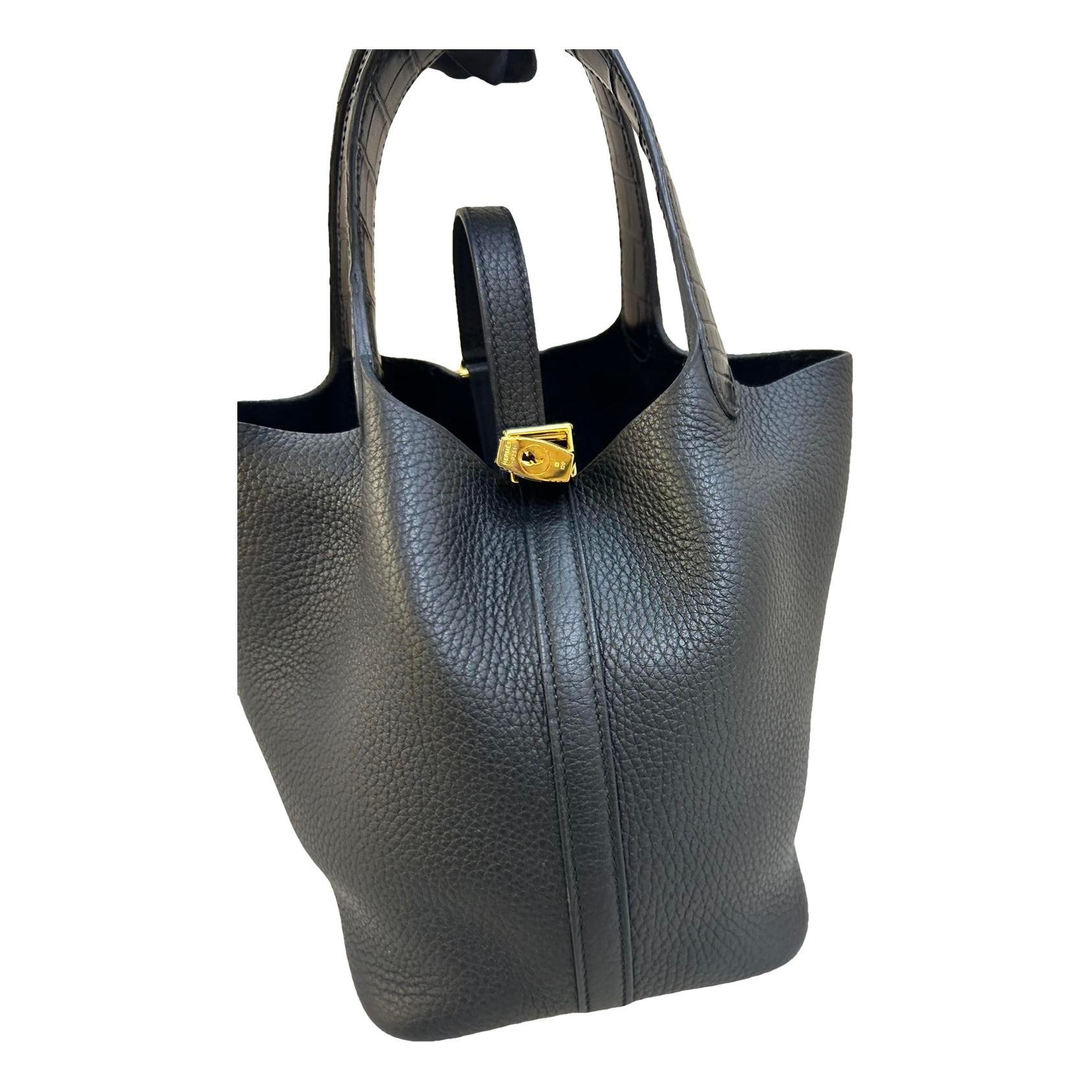 Picotin leather tote