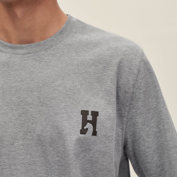Gris "H'Cheval" T-shirt With Leather Detail