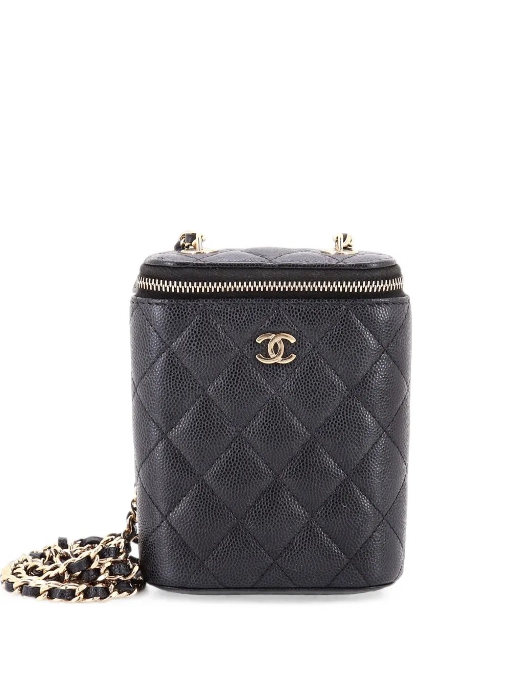 Vertical Classic Vanity Case with Chain Quilted Caviar Small shoulder bag