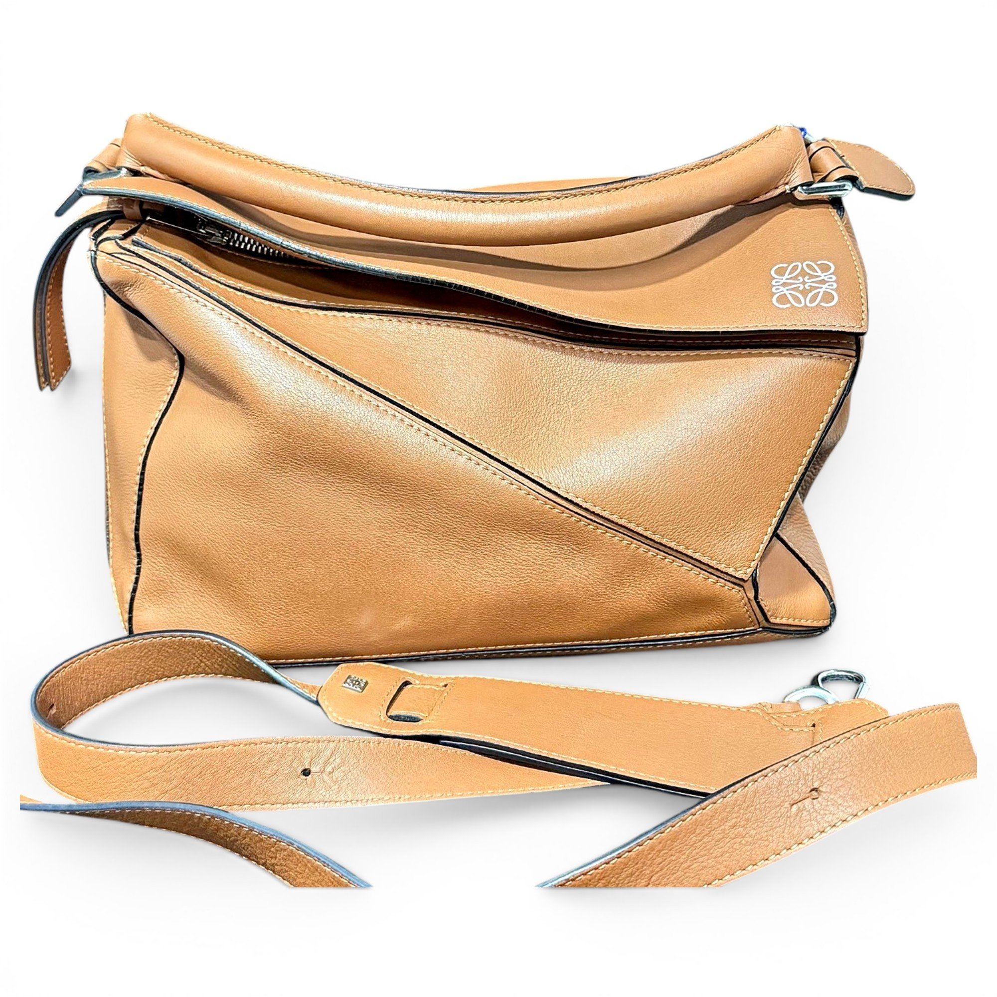 Puzzle leather handbag