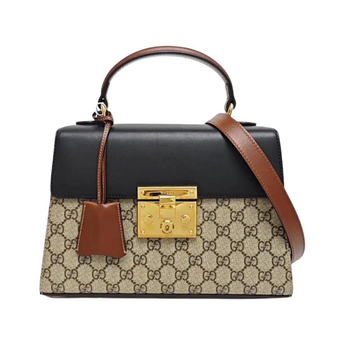 Padlock leather handbag