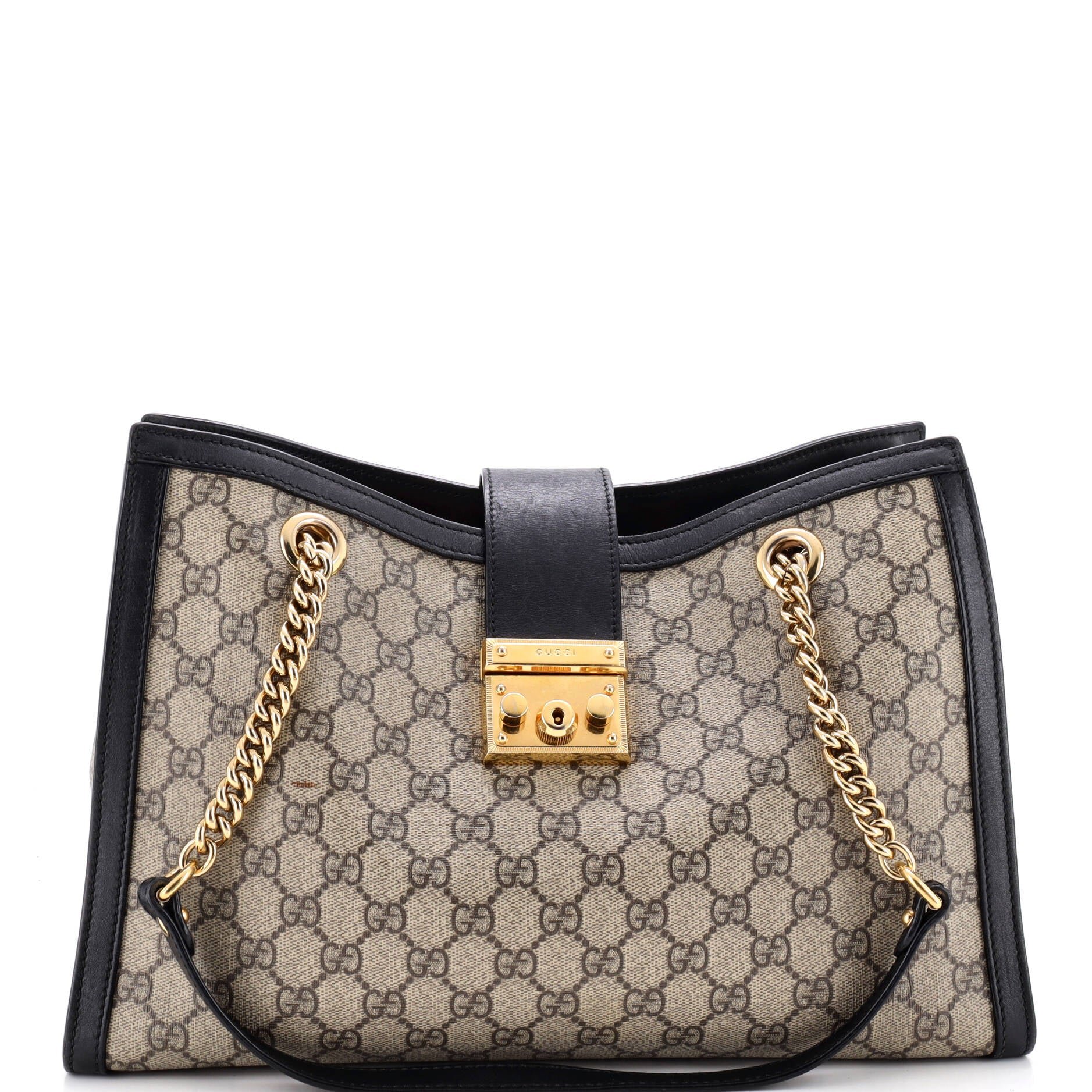 Padlock Chain Tote GG Coated Canvas with Leather Medium