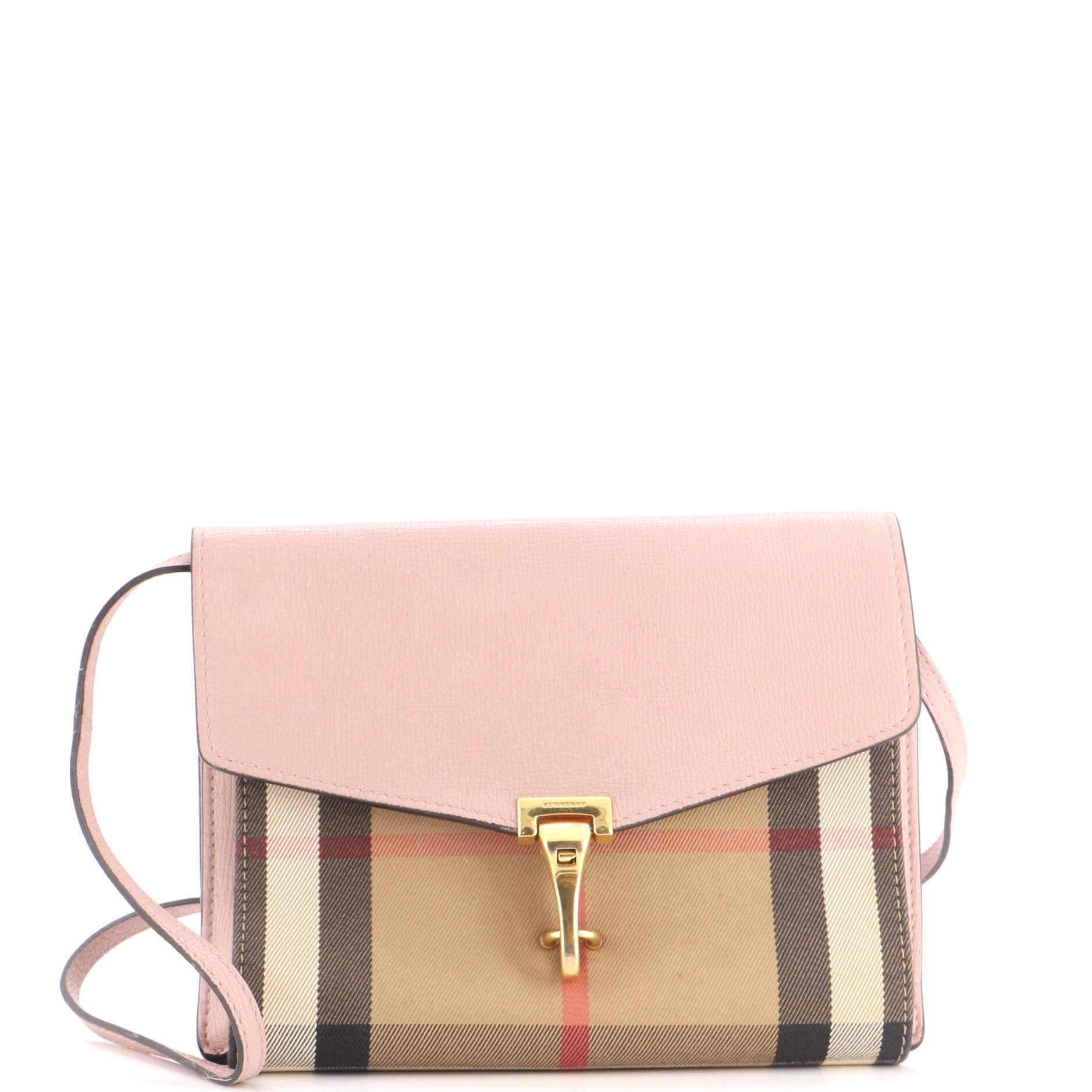 Macken Crossbody Bag Leather and House Check Canvas Small