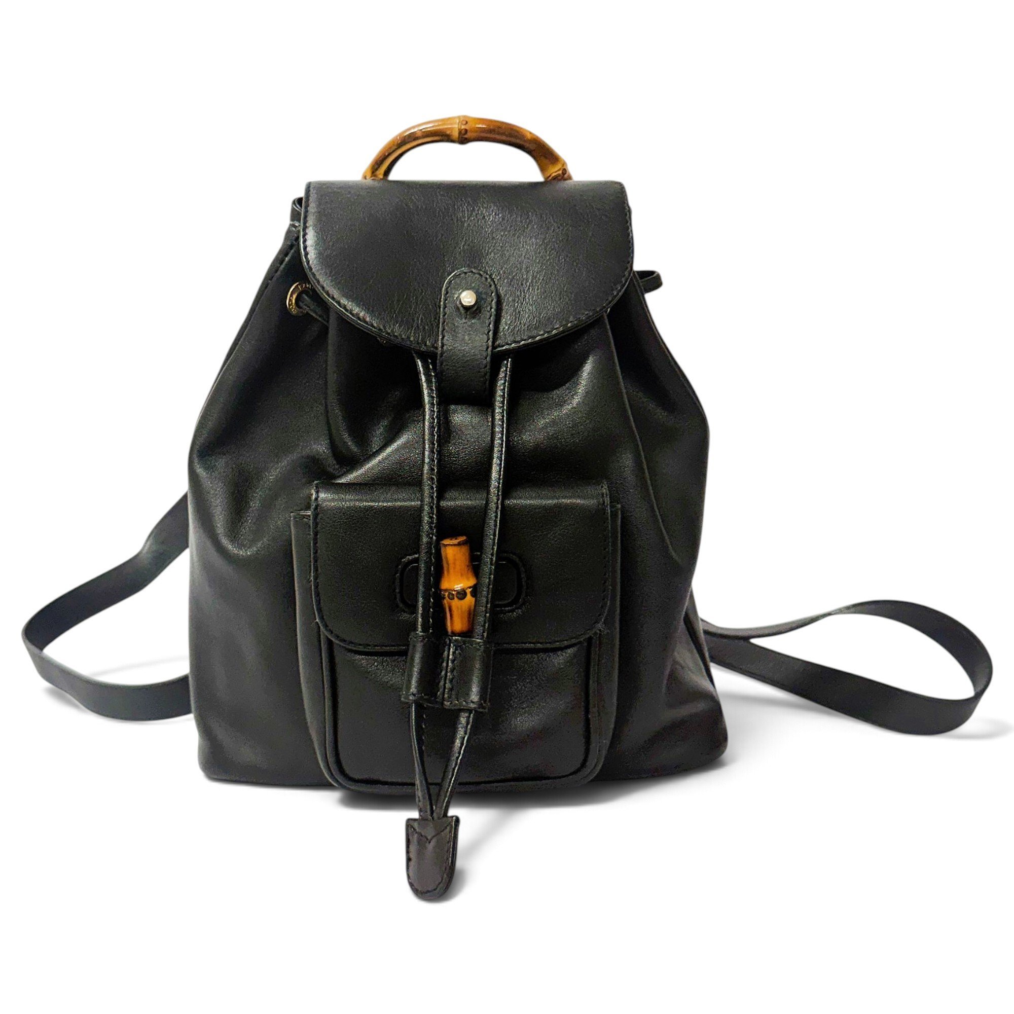 Bamboo Tassel Oval leather backpack