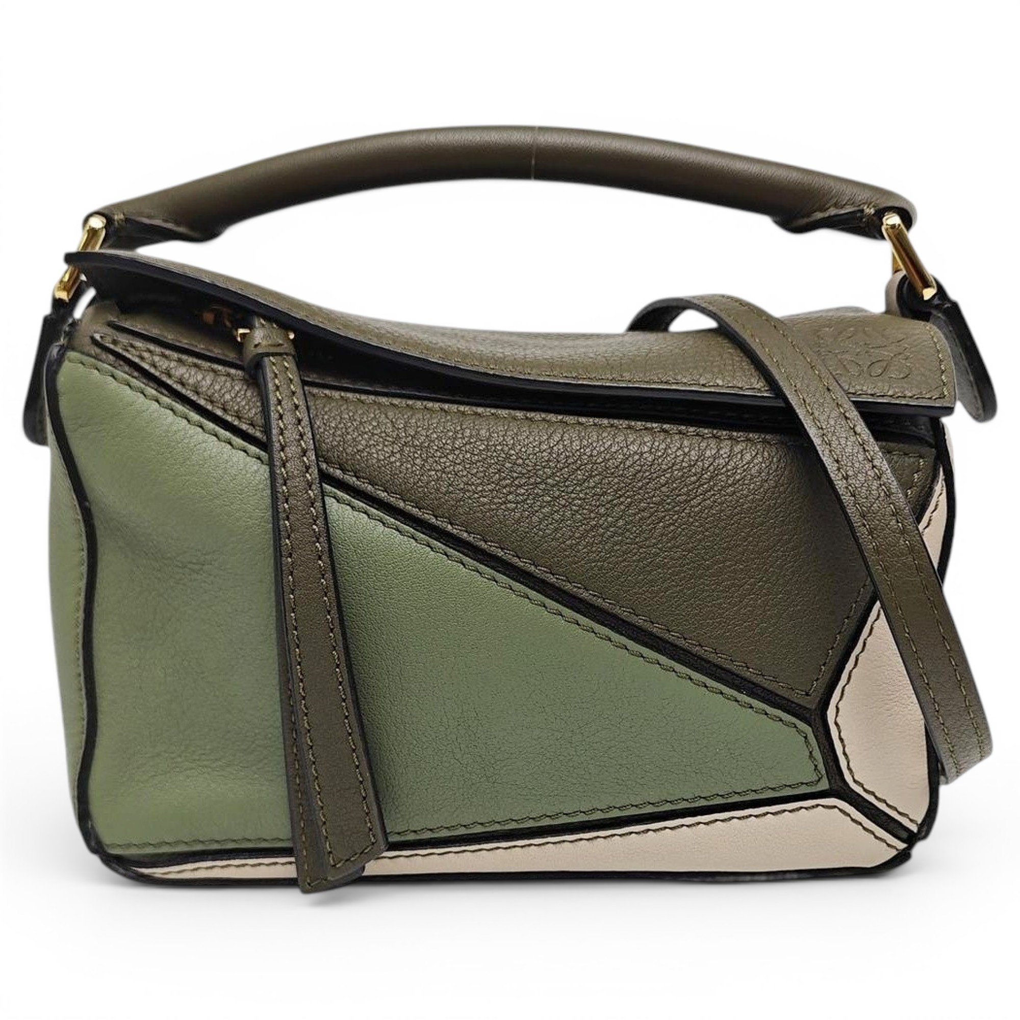 Puzzle leather handbag