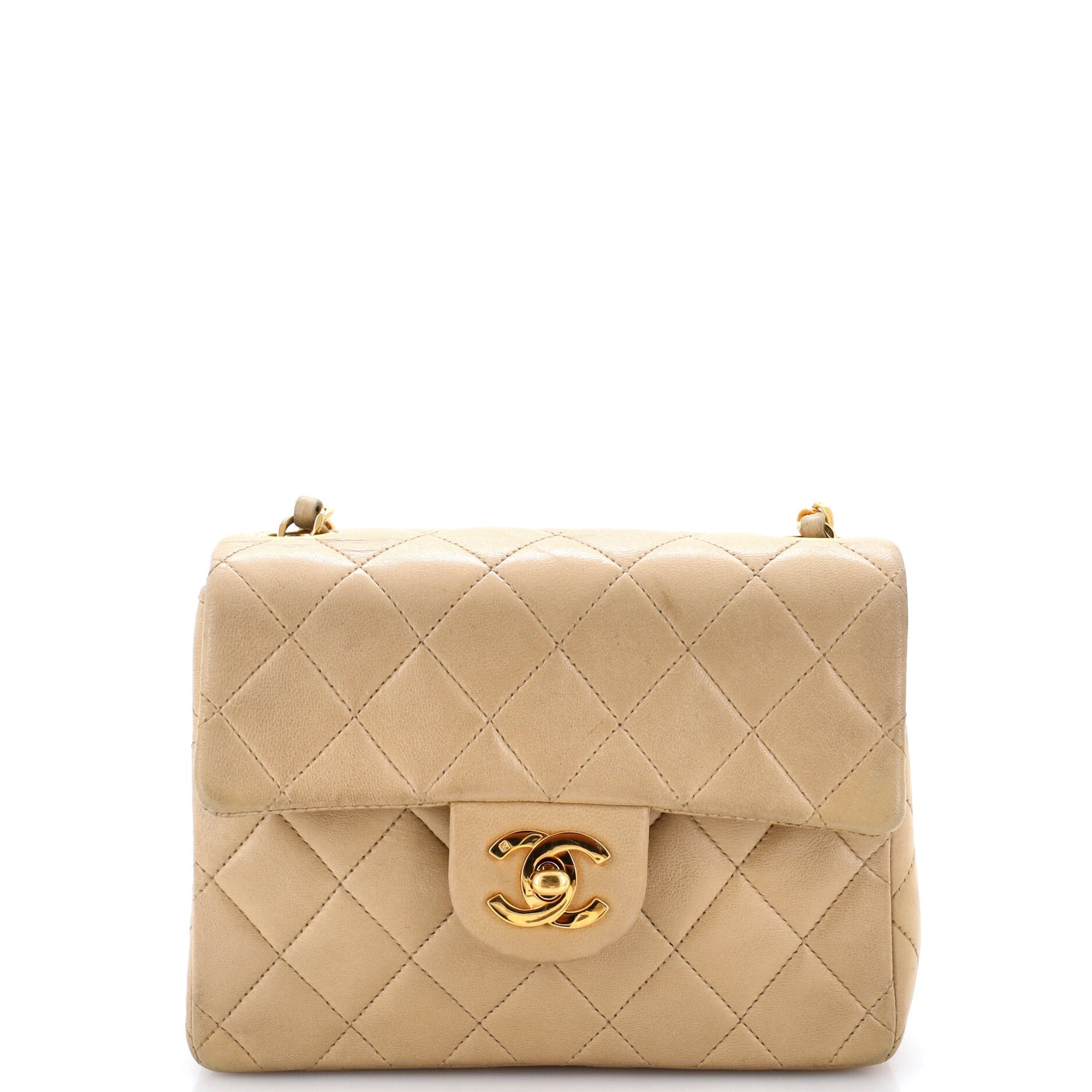 Vintage Square Classic Single Flap Bag Quilted Lambskin Mini