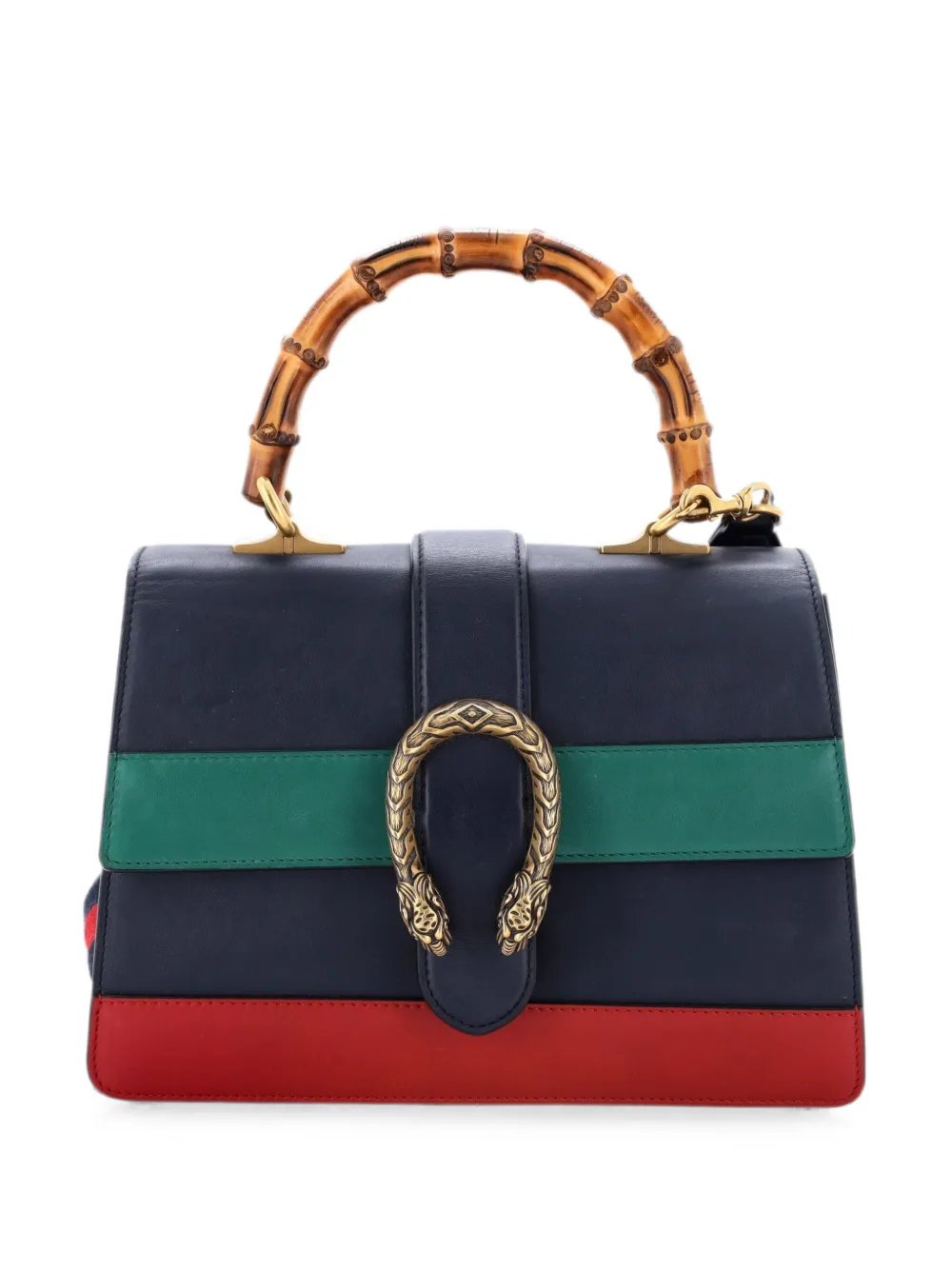 Dionysus Bamboo Top Handle Bag Colorblock Leather Medium satchel