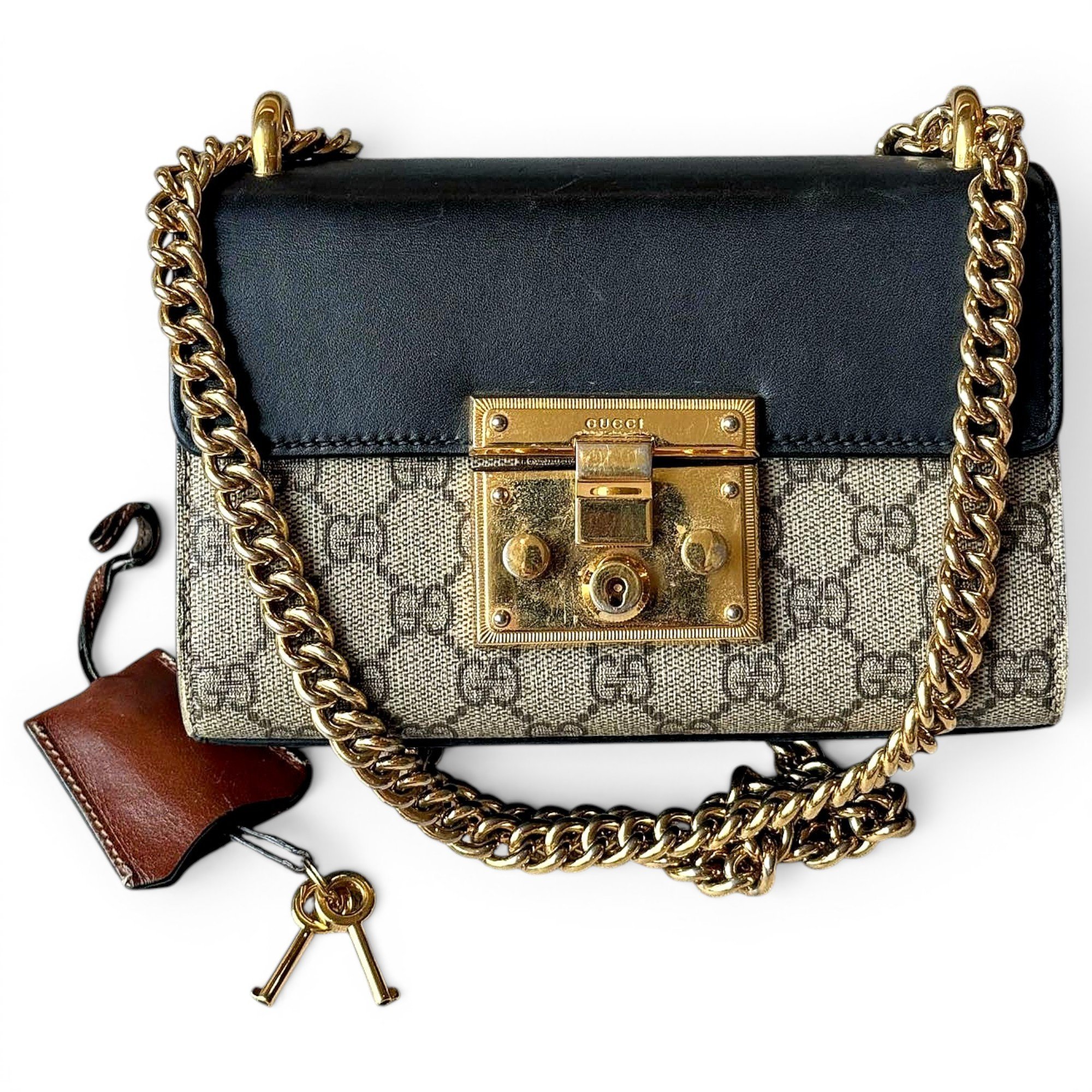 Padlock leather handbag