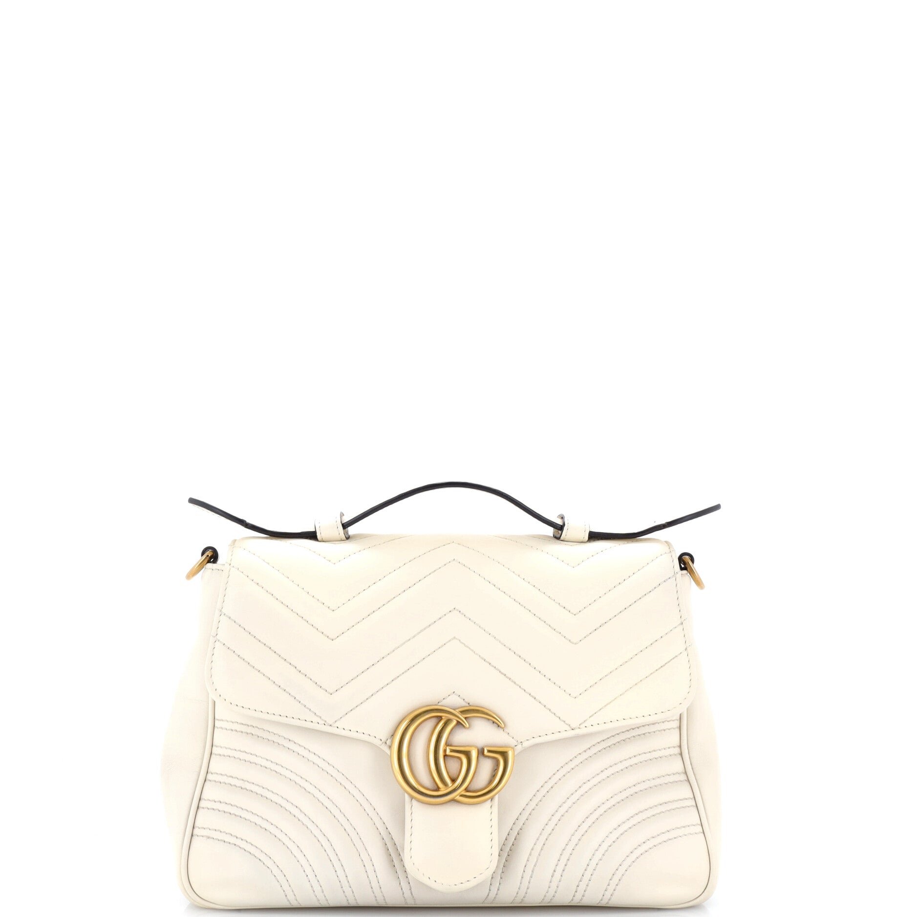 GG Marmont Top Handle Flap Bag Matelasse Leather Small