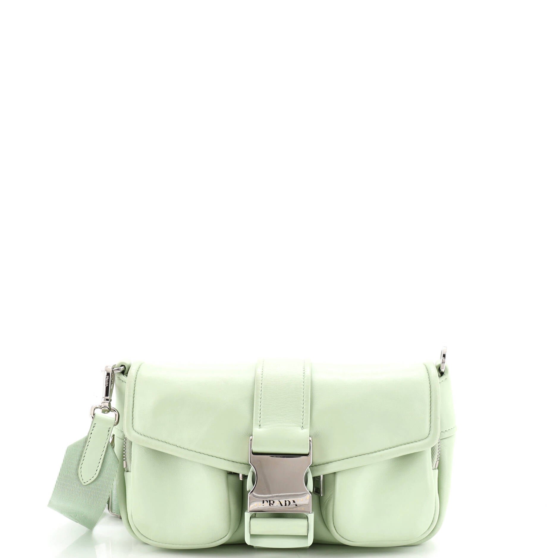 Buckle Pocket Crossbody Bag Spazzolato Leather and Tessuto